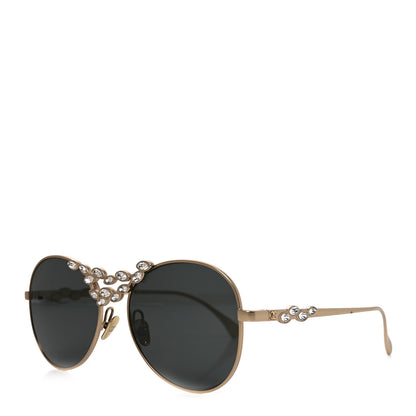Chanel Metal Crystal Sparkling Wheat Round Sunglasses 71582 Gold 1 of 7
