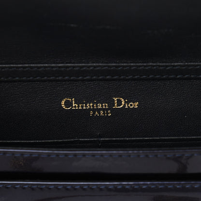 Christian Dior Metallic Patent Micro-Cannage Diorama Wallet on Chain Pouch Navy Blue 6 of 11