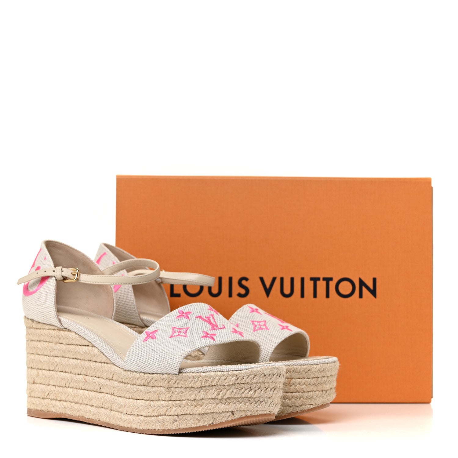 Louis Vuitton Canvas Monogram Starboard Espadrille Wedge Sandals 39.5 10 of 10