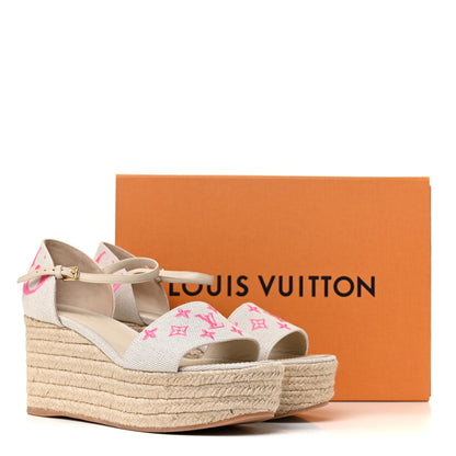 Louis Vuitton Canvas Monogram Starboard Espadrille Wedge Sandals 39.5 10 of 10