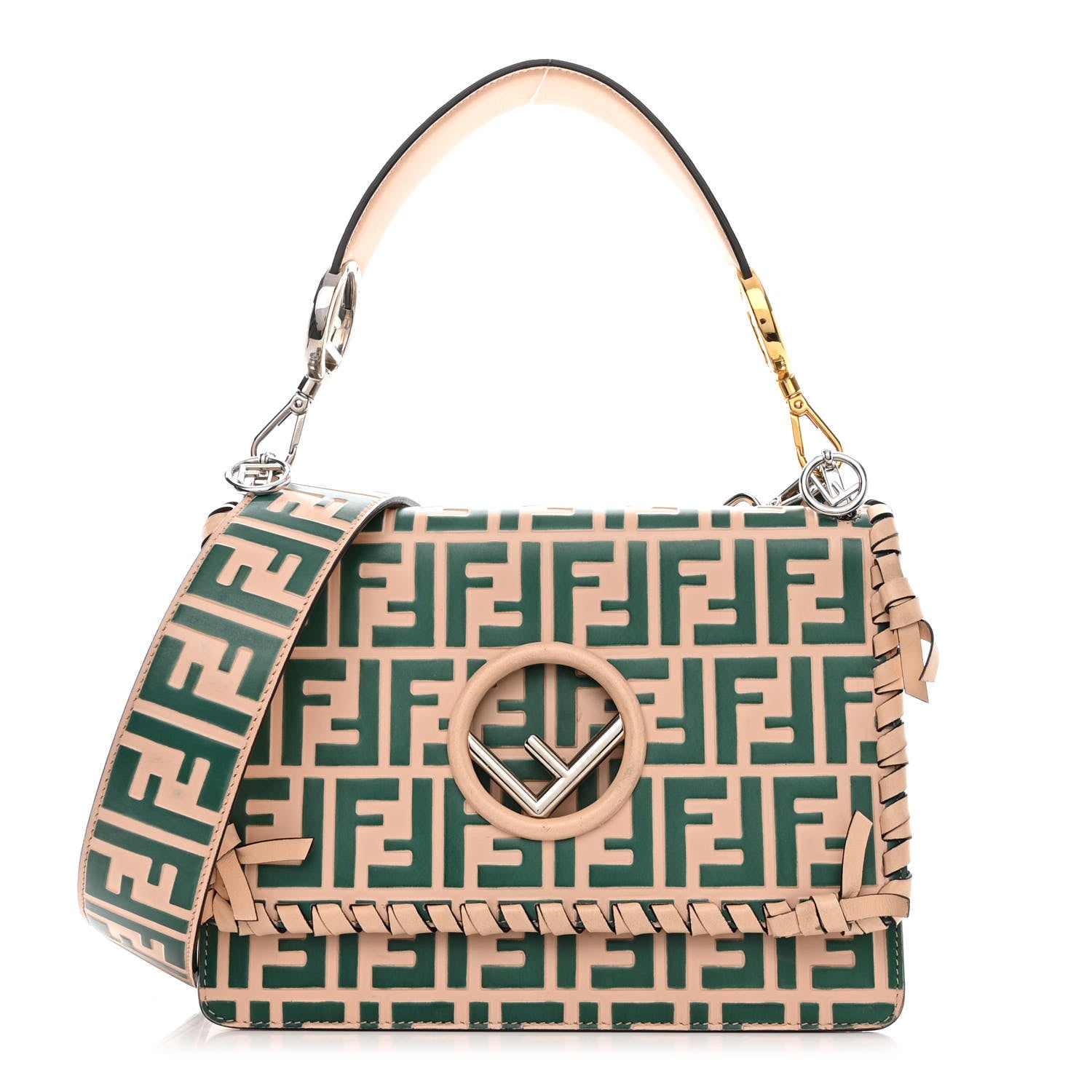 Fendi Vitello Century F is Fendi Whipstitch Threads FF Embossed Kan I Shoulder Bag Plaster Giada 1 of 11