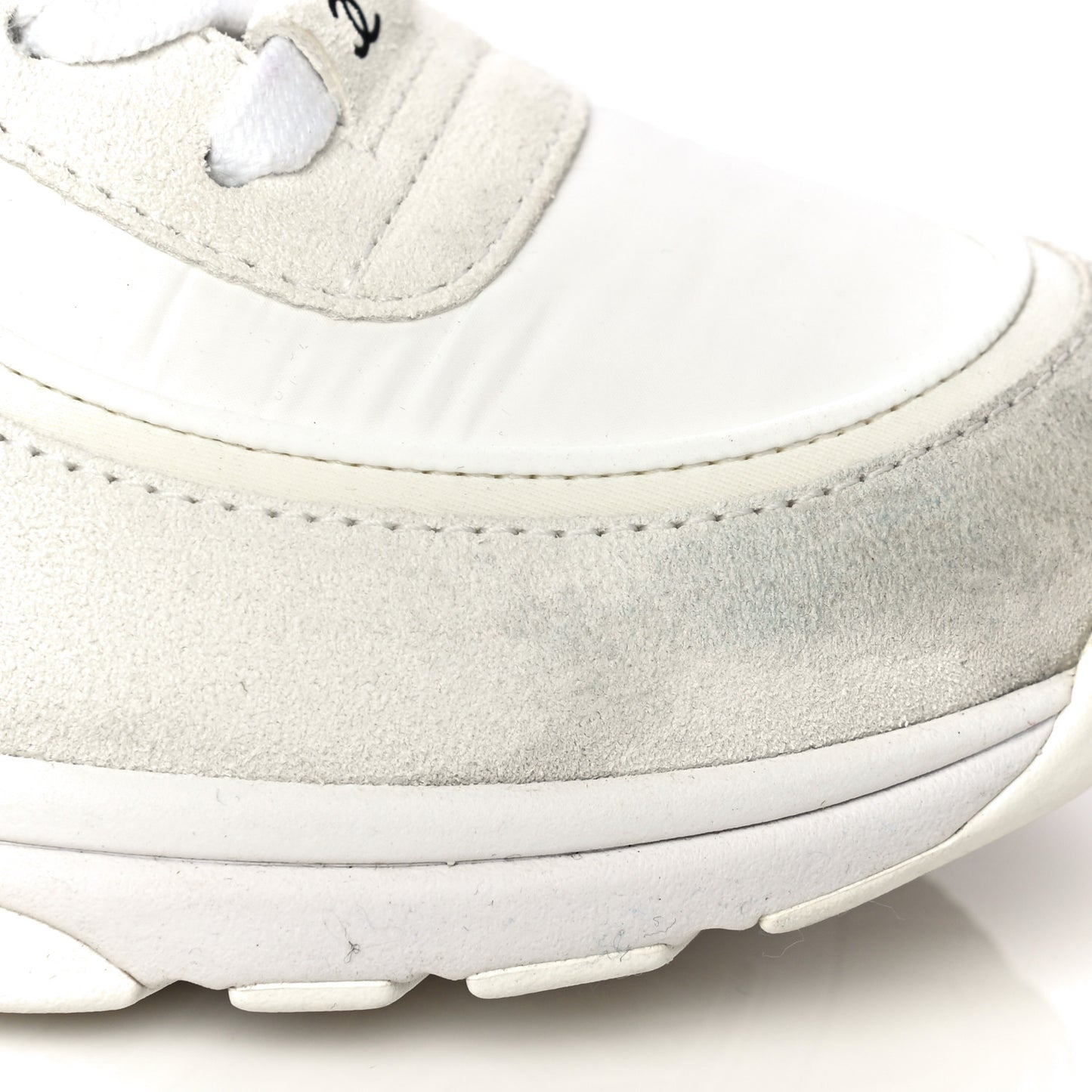 Suede Calfskin Fabric CC Sneakers 39.5 White