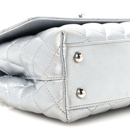 Chanel Metallic Caviar Quilted Mini Coco Handle Flap Silver 10 of 12
