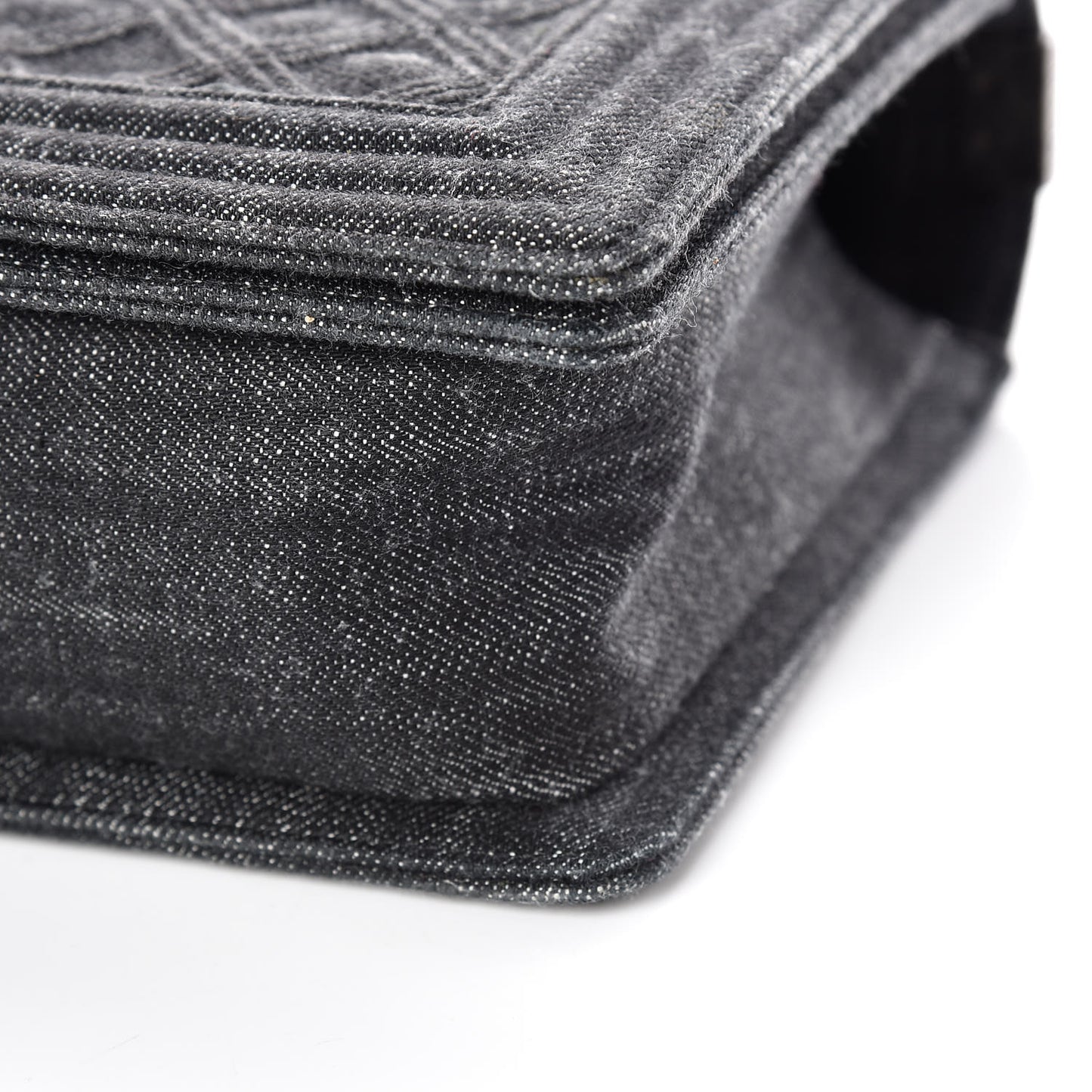 Denim Quilted New Medium Boy Flap Black