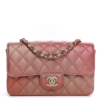 Chanel Metallic Lambskin Quilted Ombre Mini Rectangular Flap Pink 1 of 9