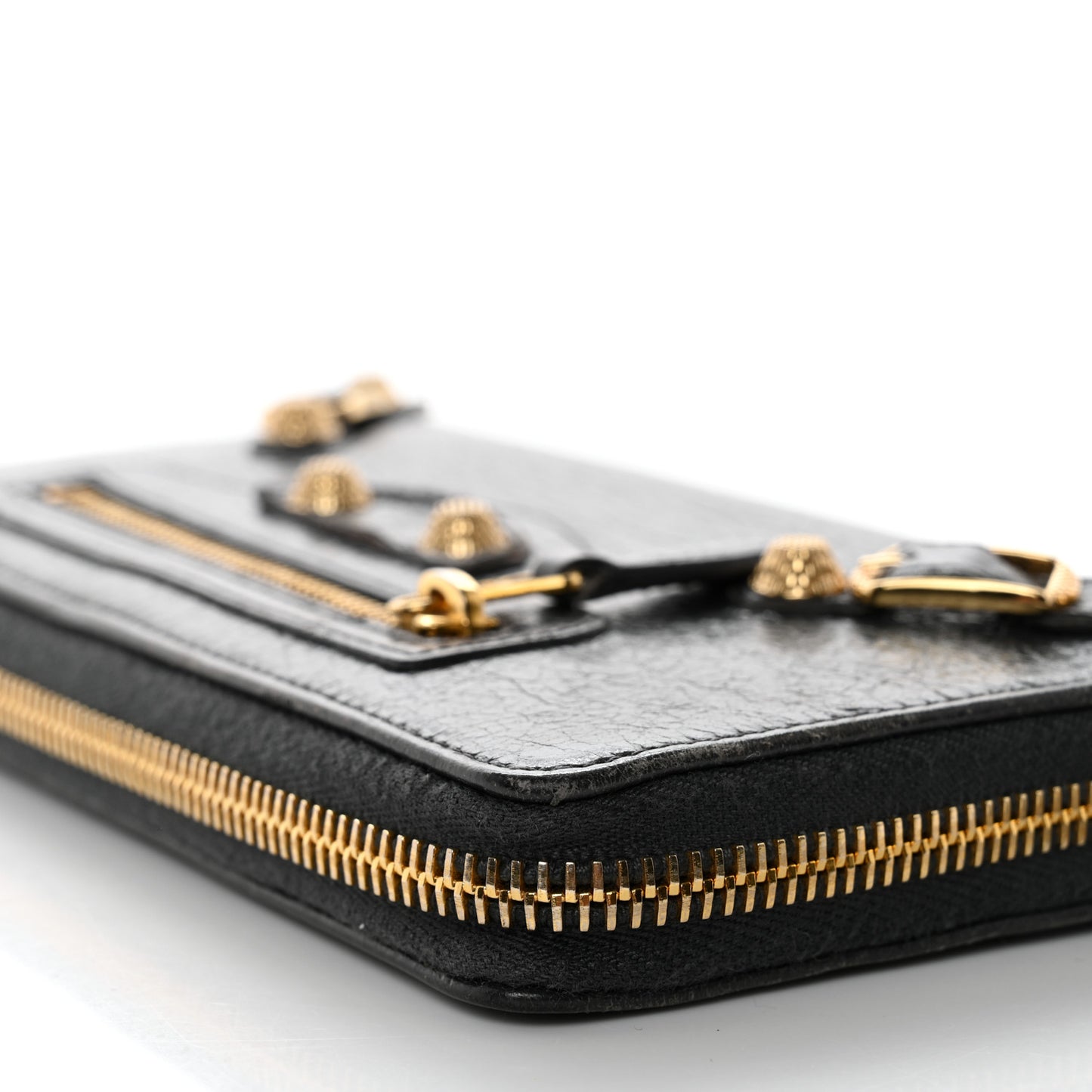 Agneau Giant 12 Gold Hardware Continental Zip Around Wallet Gris Fossile