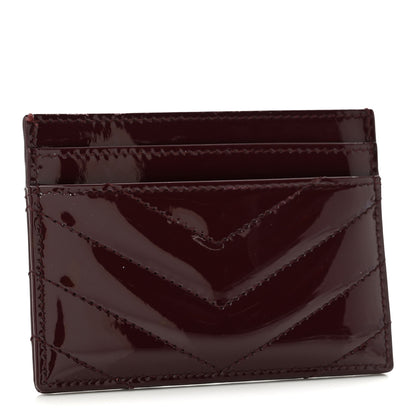 Saint Laurent Vernice Matelasse Chevron Monogram Credit Card Case Dark Red WIne 3 of 9