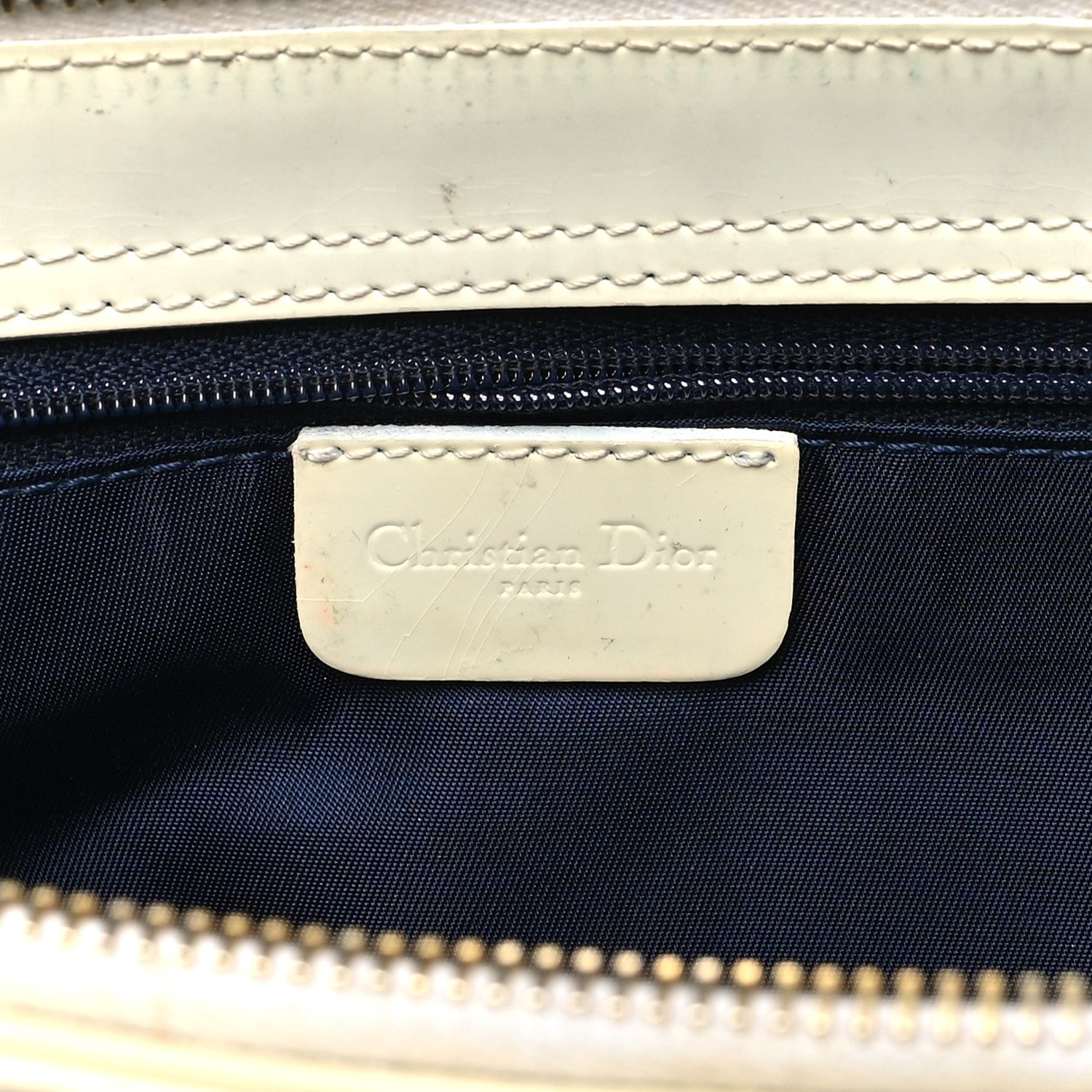 Christian Dior Denim Patent Diorella Rectangular Bag Blue 6 of 14