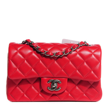 Chanel Lambskin Quilted Mini Rectangular Flap Red 1 of 9