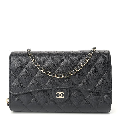 Chanel Caviar Quilted Phone Holder Wallet on Removable Chain Black 1 of 11