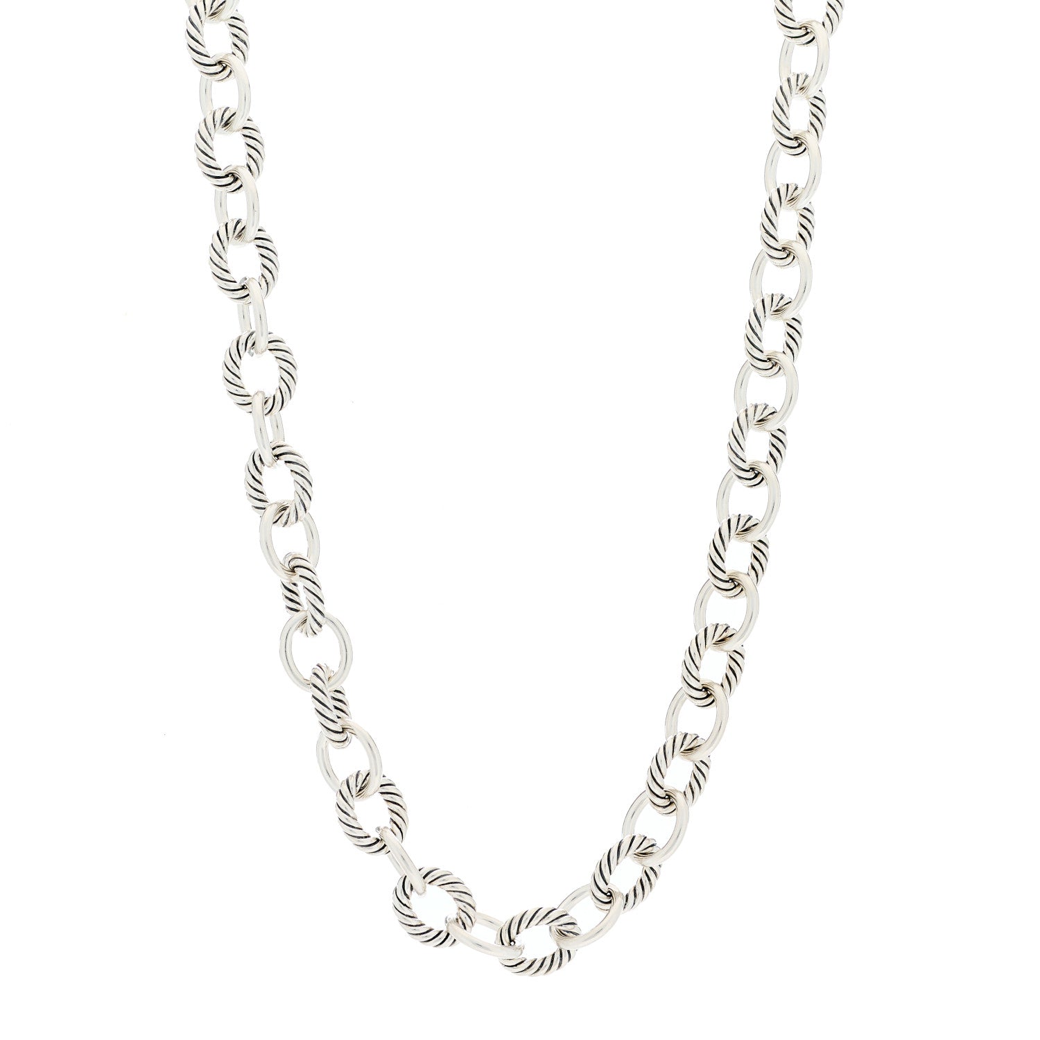 David Yurman Sterling Silver 10mm Medium Oval Link Necklace 1 of 5