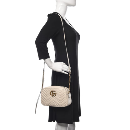Gucci Calfskin Matelasse Small GG Marmont Chain Shoulder Bag White 2 of 10