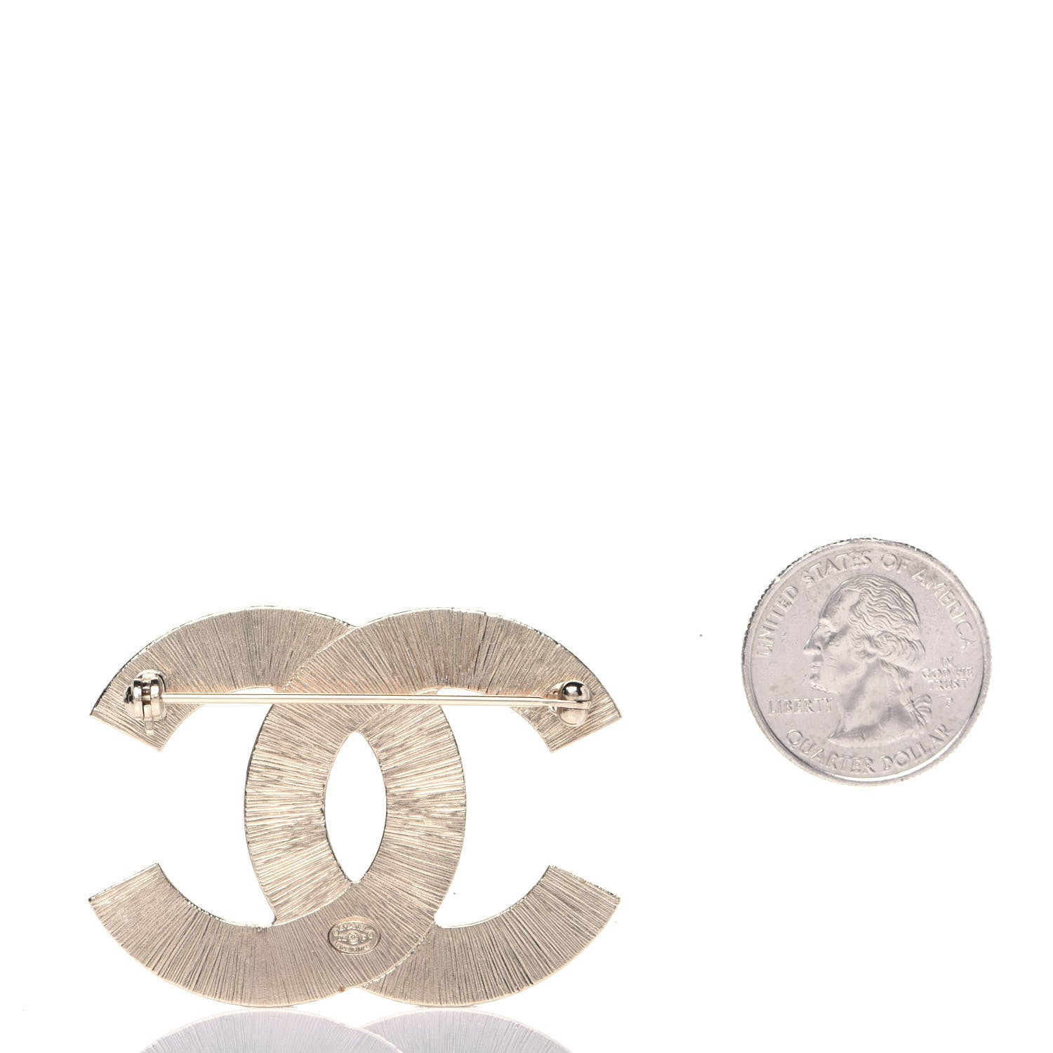 Chanel Metal Quilted CC Brooch Silver Gold 2 of 6