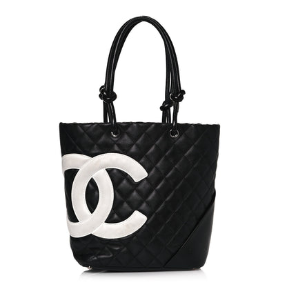 Chanel Calfskin Quilted Medium Cambon Tote Black White 1 of 17