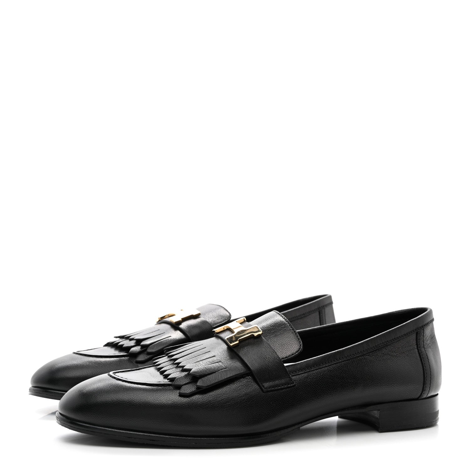 Hermes Goatskin Womens Royal Loafers 41 Black 3 of 9