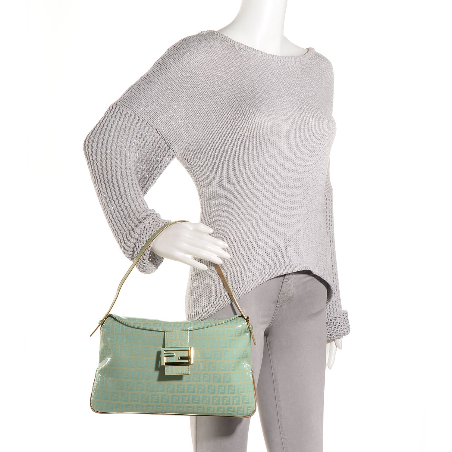 Fendi Zucchino Piccolo Baguette Turquoise 2 of 11