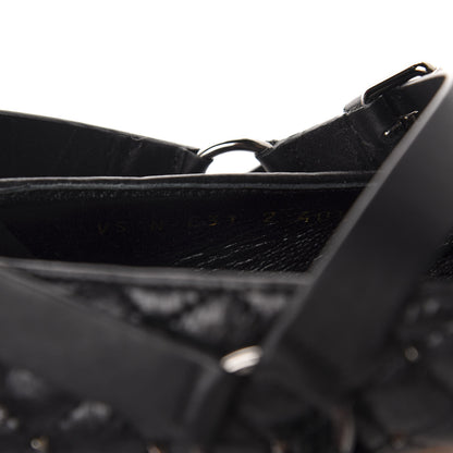 Valentino Garavani Crackled Lambskin Rockstud Spike Captoe Ballerina Flats 40.5 Black 8 of 10