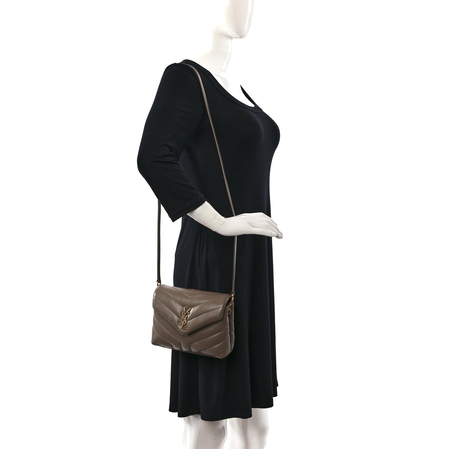 Calfskin Y Quilted Monogram Toy Loulou Crossbody Bag Taupe
