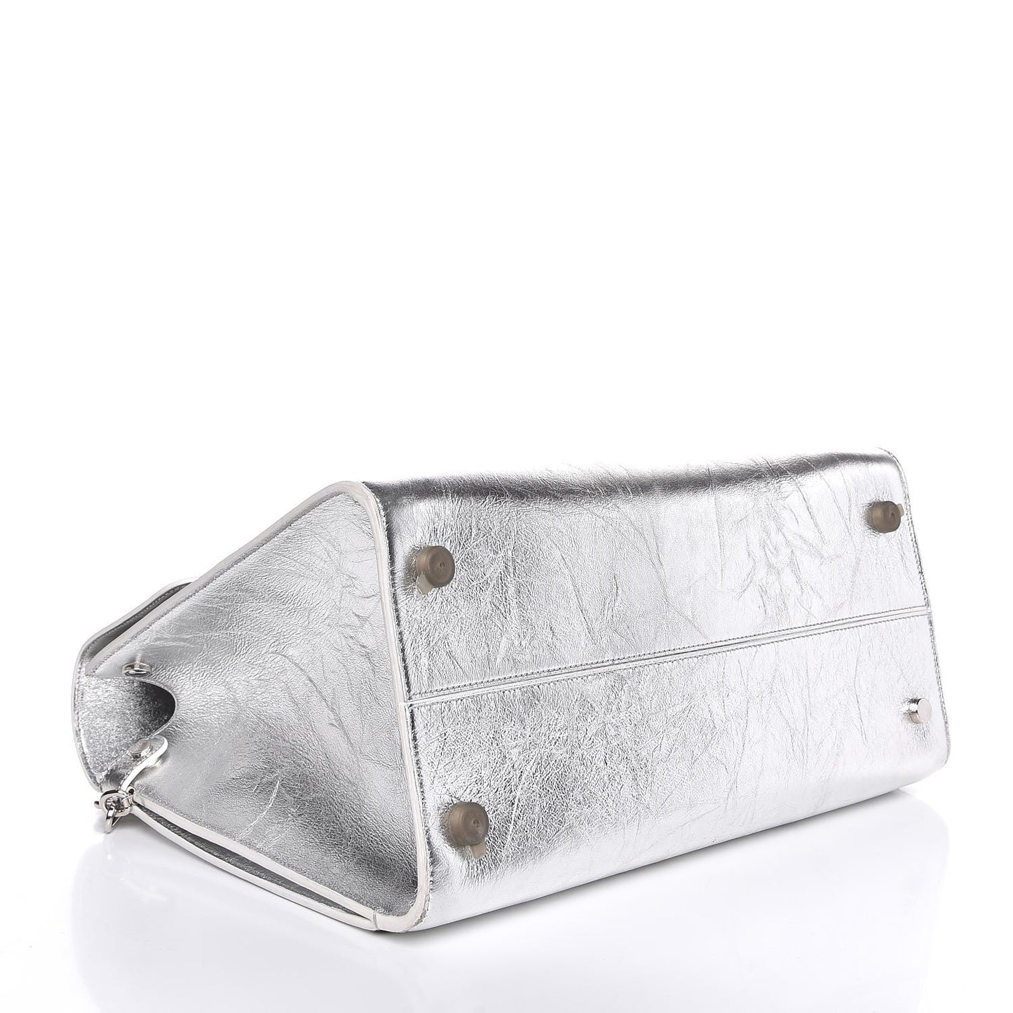 Metallic Calfskin Large Diorever Flap Silver