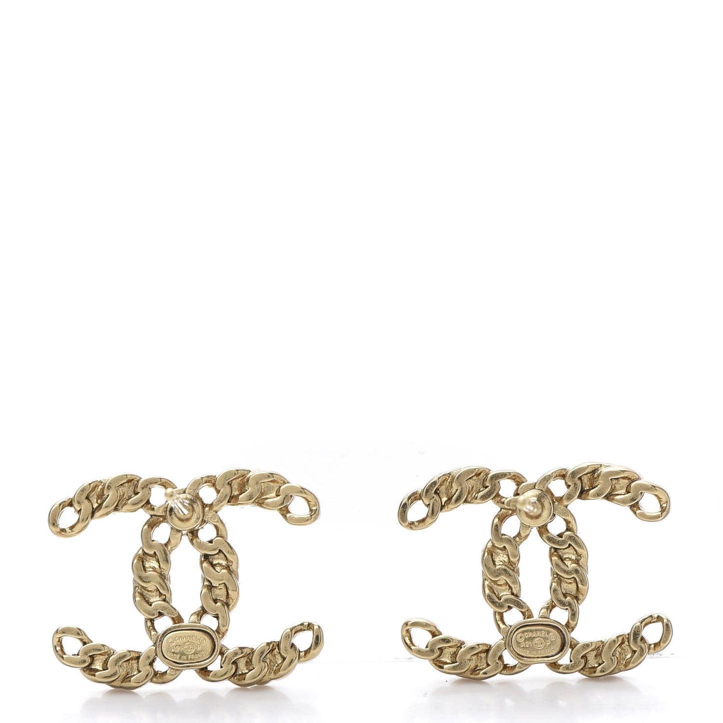 Pearl Crystal Chain Link CC Earrings Gold Red Pink Yellow