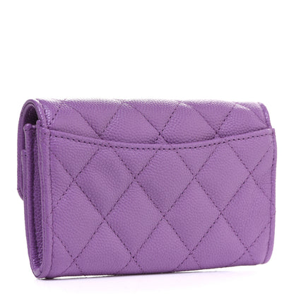 Chanel Caviar Quilted Flap Card Holder Wallet Purple 3 of 10