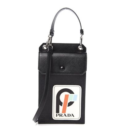 Prada Saffiano Racing Logo Patch Mini Bag Black 1 of 7