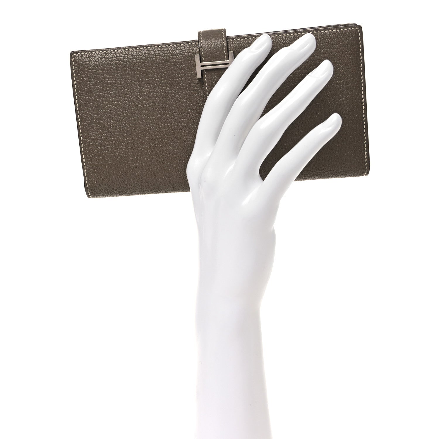 Hermes Chevre Mysore Bearn Gusset Wallet Etoupe 2 of 10