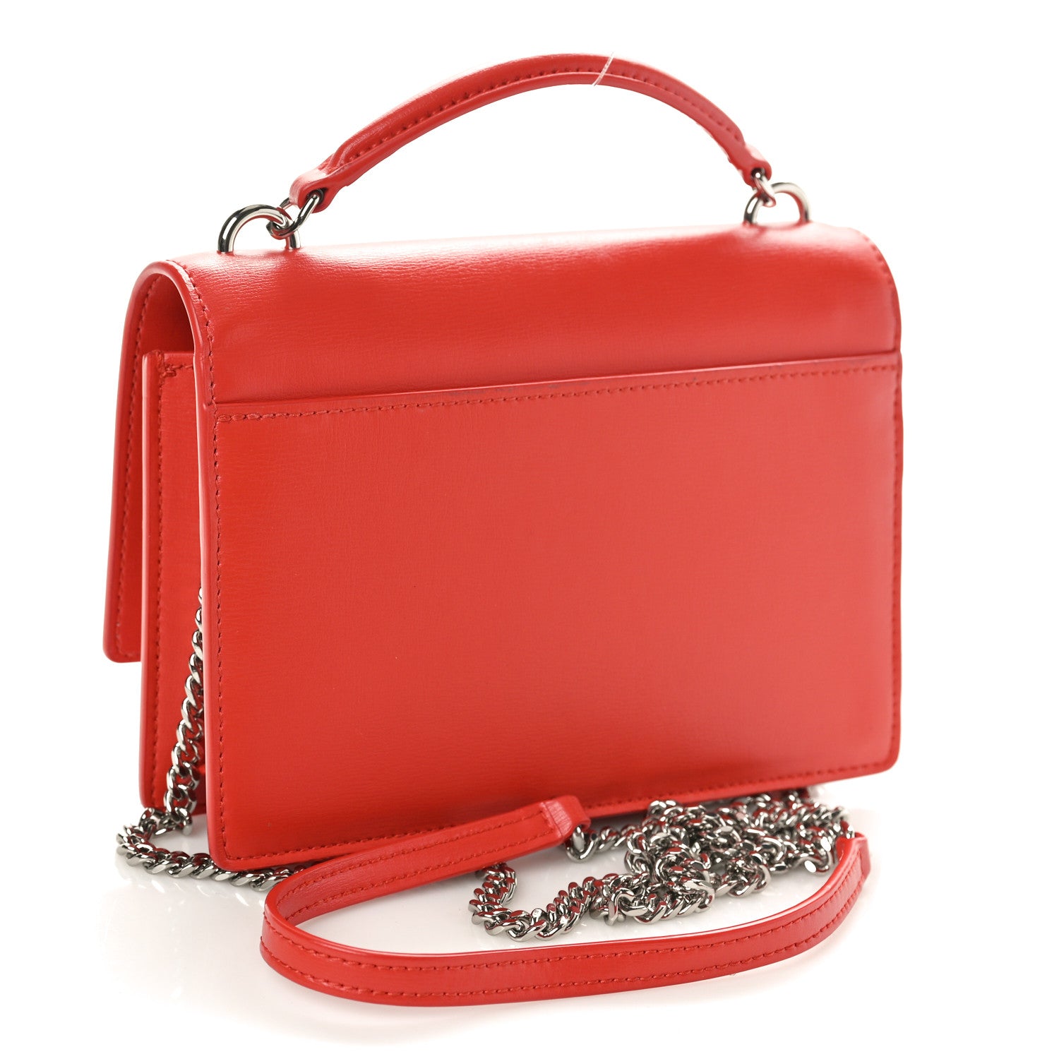 Saint Laurent Calfskin Monogram Sunset Chain Wallet Rosso 2 of 11