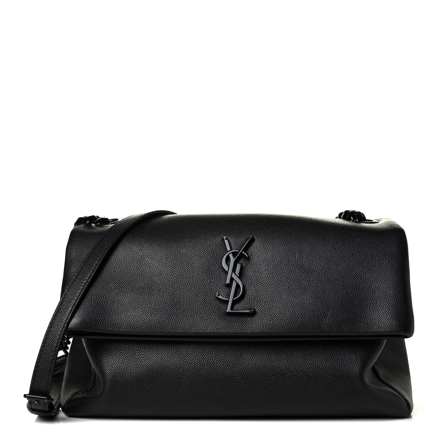 Saint Laurent Grain De Poudre Medium West Hollywood Monogram Fold-Over Black 1 of 7