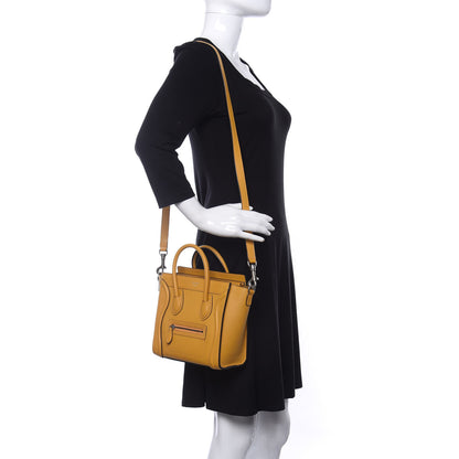 Celine Drummed Calfskin Nano Luggage Ocre 2 of 9