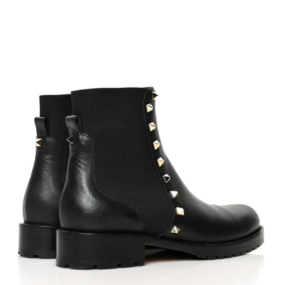 Valentino Garavani Calfskin Rockstud Beatle Chelsea 20mm Ankle Boots 37 Black 4 of 11