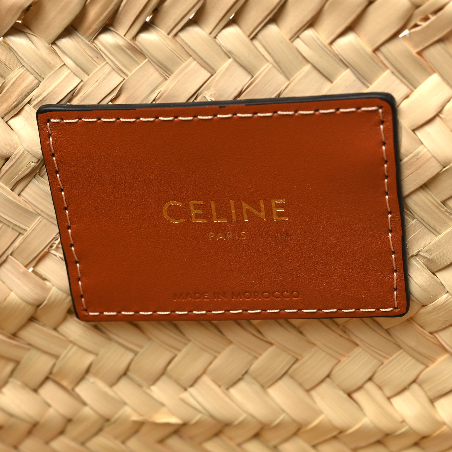 Celine Raffia Calfskin Triomphe Medium Panier Tan 6 of 9