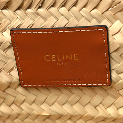 Celine Raffia Calfskin Triomphe Medium Panier Tan 6 of 9