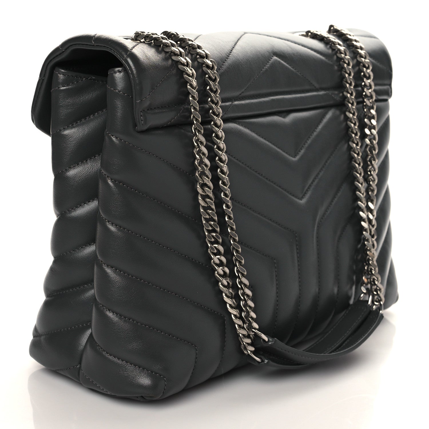 Saint Laurent Calfskin Y Quilted Monogram Medium Loulou Chain Satchel Earth 2 of 8