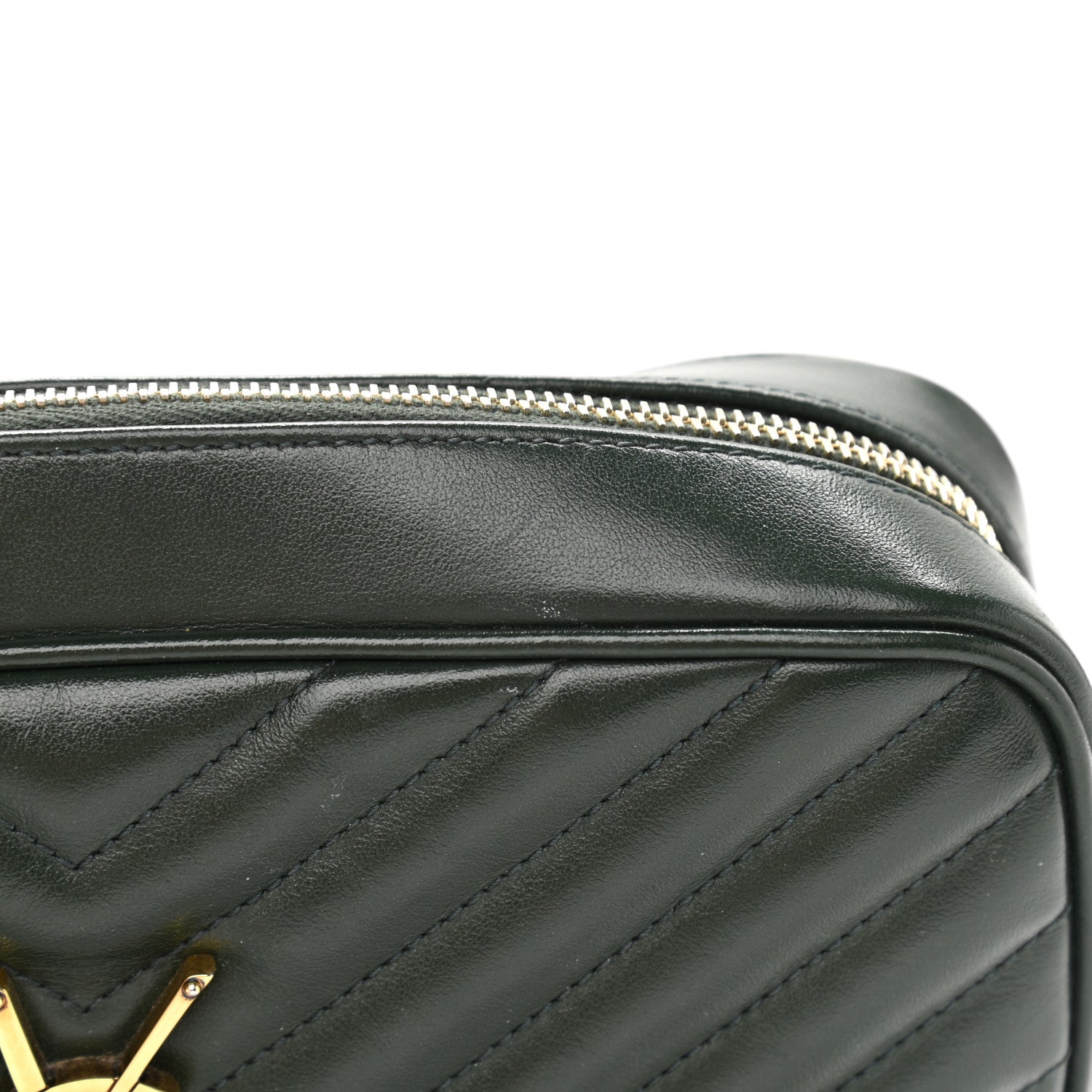 Saint Laurent Calfskin Matelasse Monogram Lou Camera Bag Military Green 11 of 12