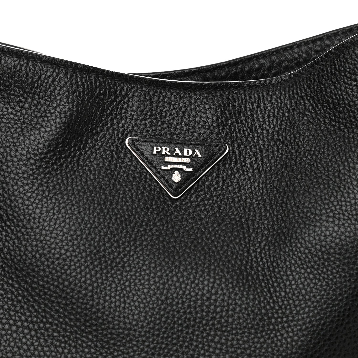 Prada Vitello Daino Side Pocket Hobo Black 8 of 12