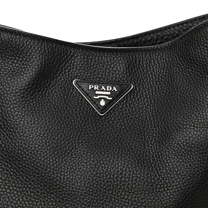 Prada Vitello Daino Side Pocket Hobo Black 8 of 12