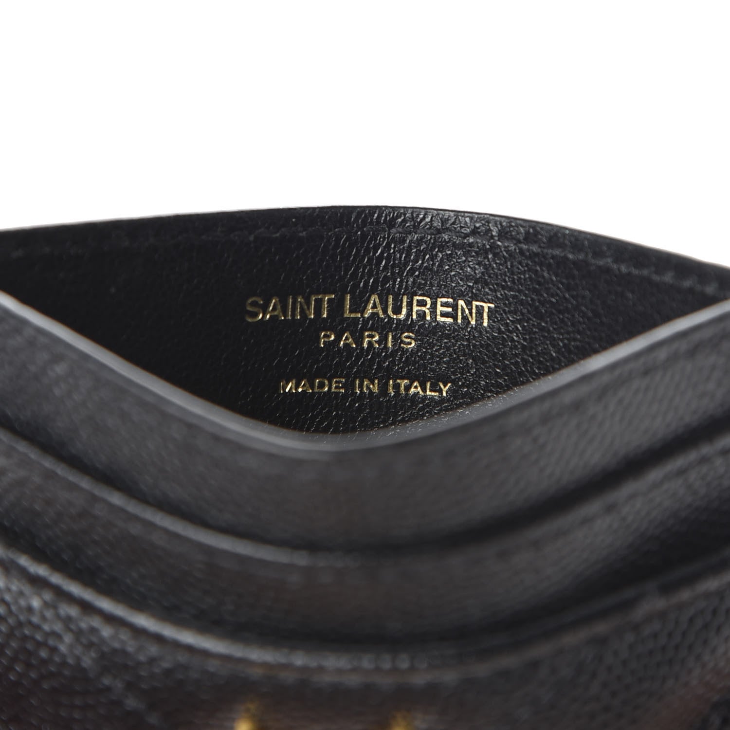 Saint Laurent Grain De Poudre Matelasse Chevron Monogram Credit Card Case Black 6 of 8