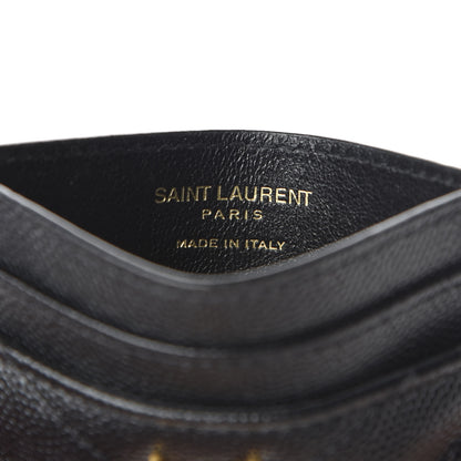 Saint Laurent Grain De Poudre Matelasse Chevron Monogram Credit Card Case Black 6 of 8