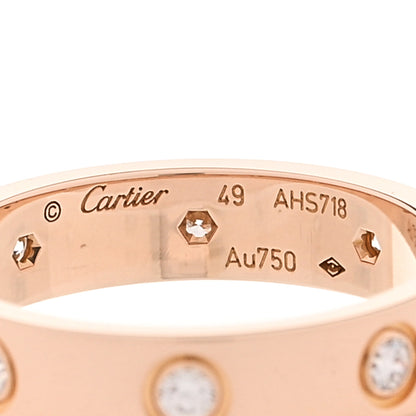 Cartier 18K Pink Gold 8 Diamond 4mm LOVE Wedding Band Ring 49 5 4 of 4