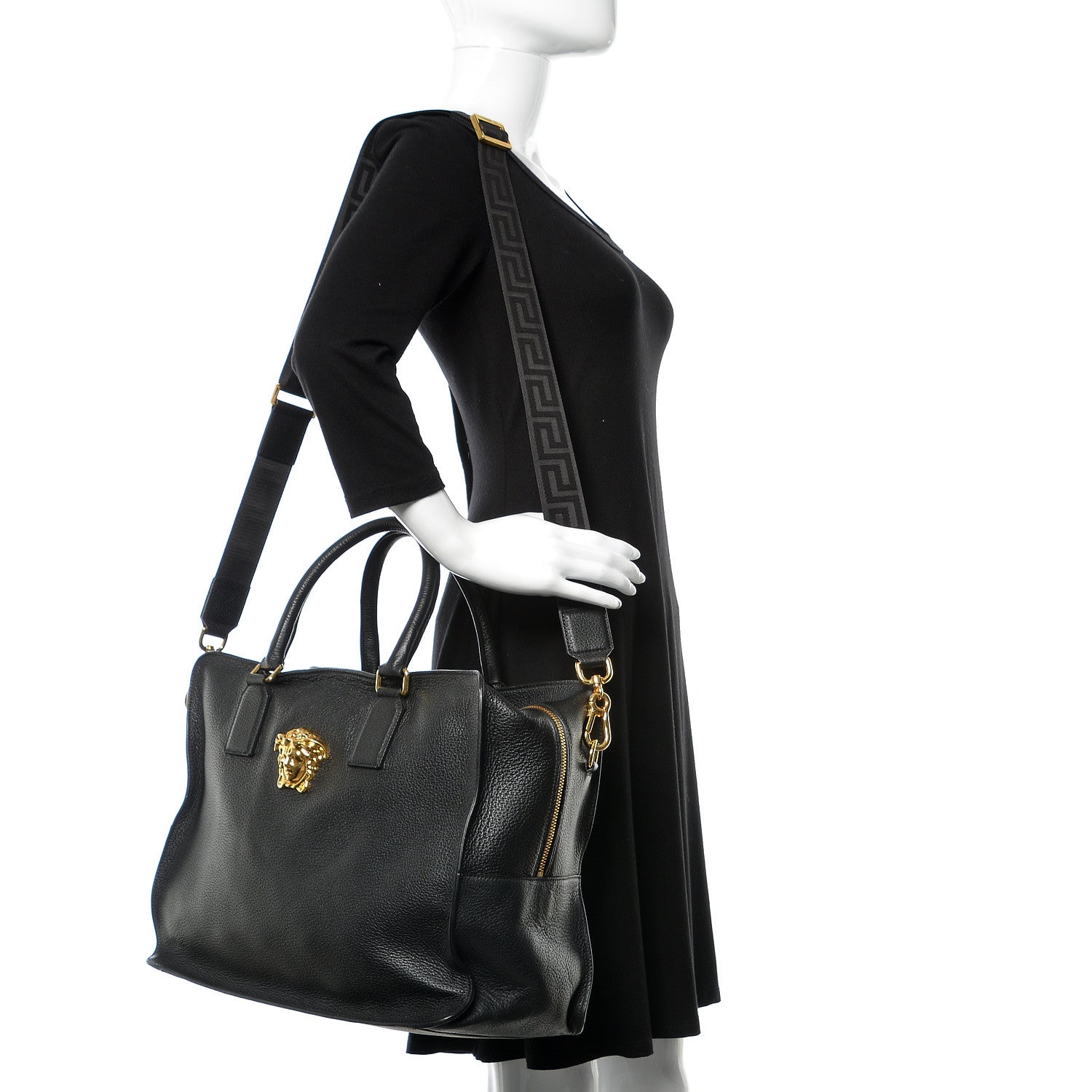 Versace Calfskin Palazzo Holdall Bag Black 3 of 13
