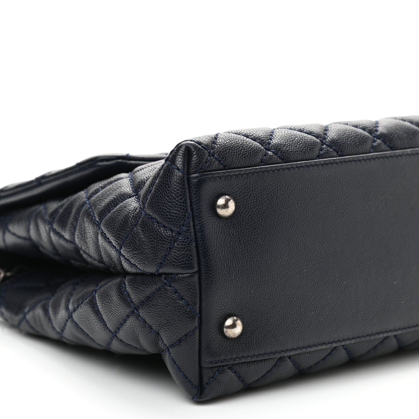 Caviar Quilted Medium Coco Handle Flap Navy Blue