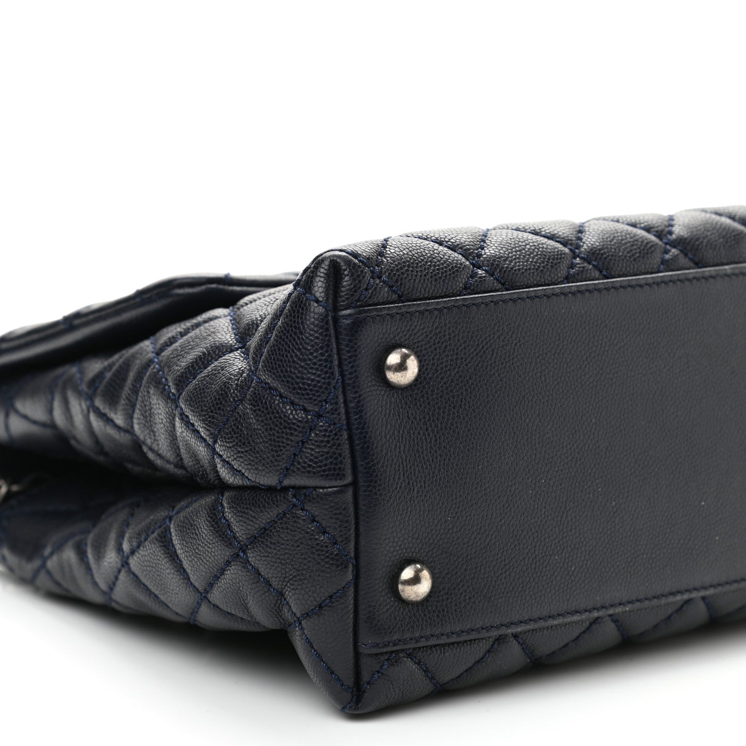 Chanel Caviar Quilted Medium Coco Handle Flap Navy Blue 8 of 9