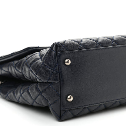 Chanel Caviar Quilted Medium Coco Handle Flap Navy Blue 8 of 9