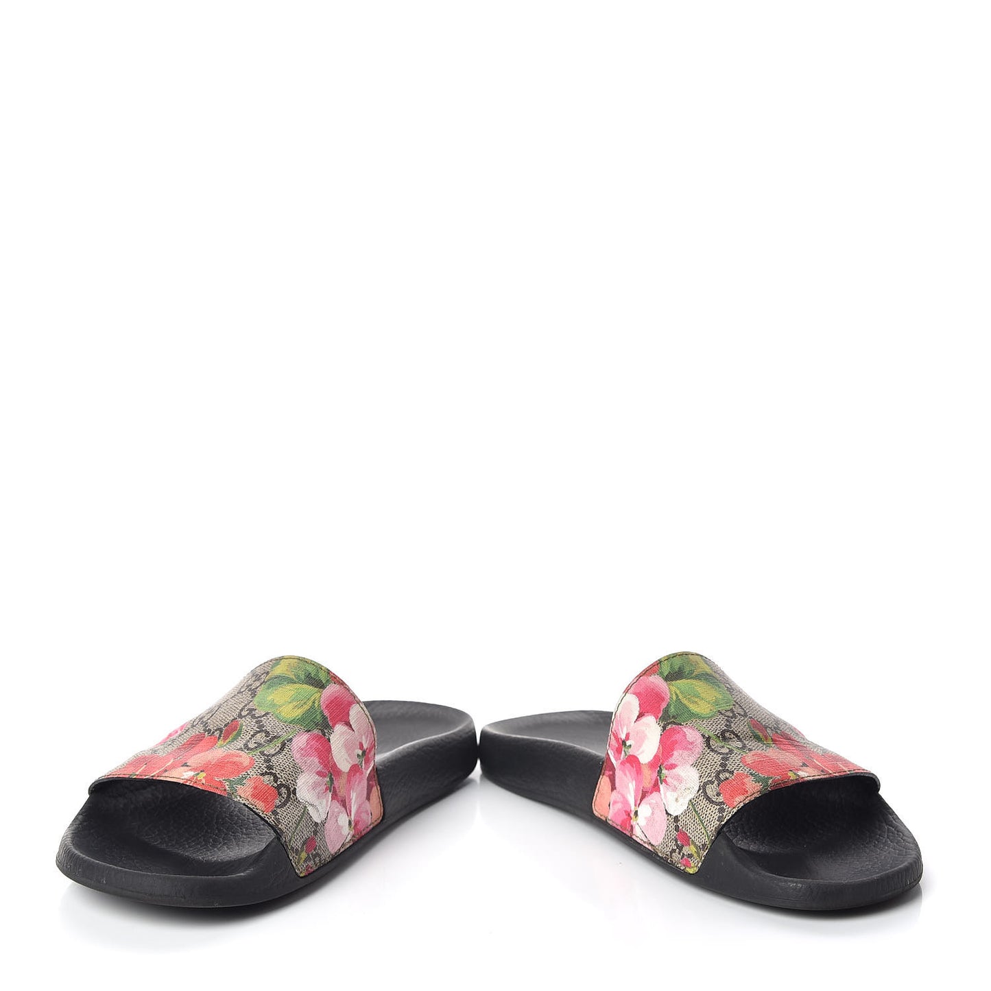 GG Supreme Monogram Blooms Slide Sandals 37 Beige Multicolor