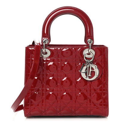 Christian Dior Patent Cannage Medium Lady Dior Red 1 of 11
