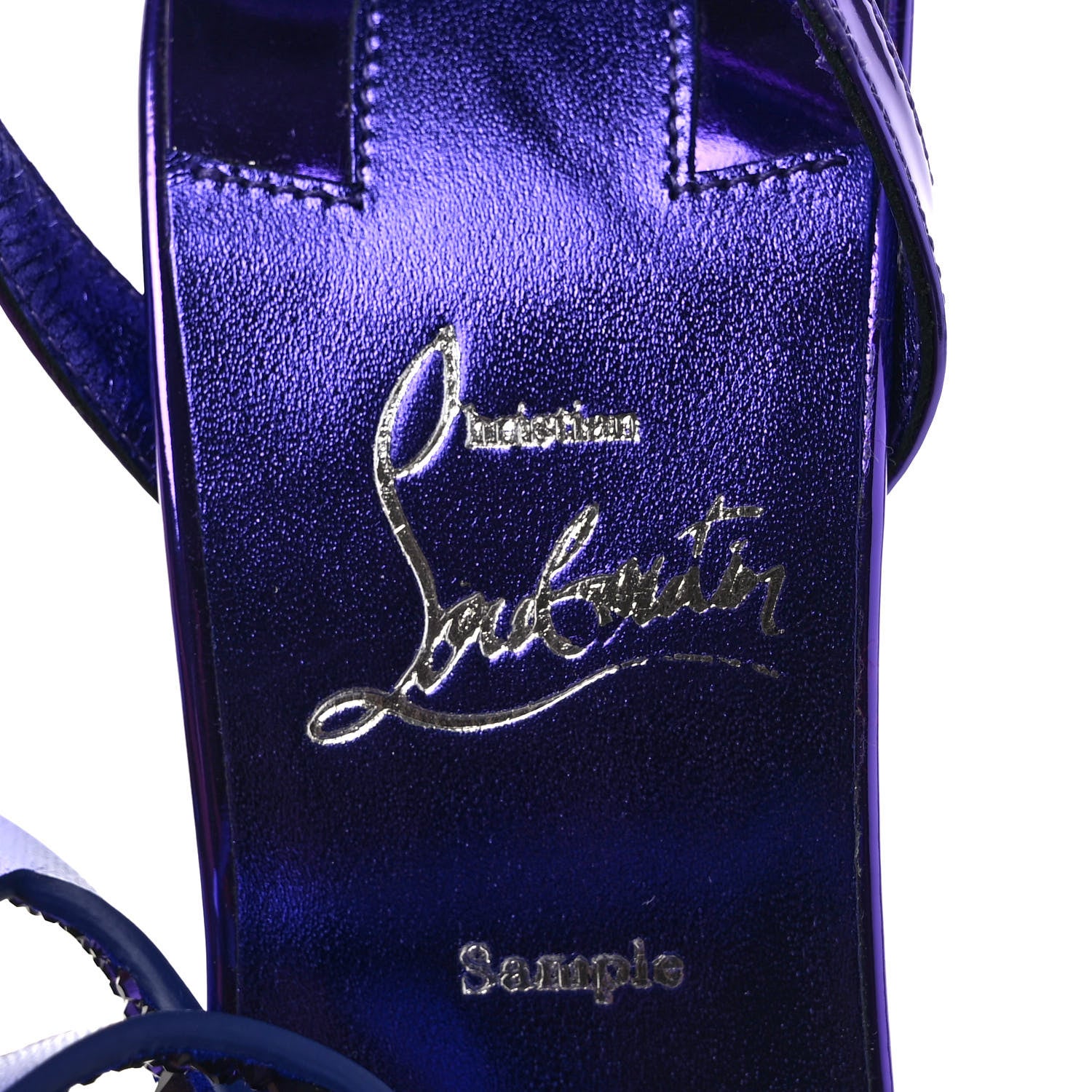 Christian Louboutin Suede Strass Double L 100 T-Strap Sandals 37 Elektra 7 of 7