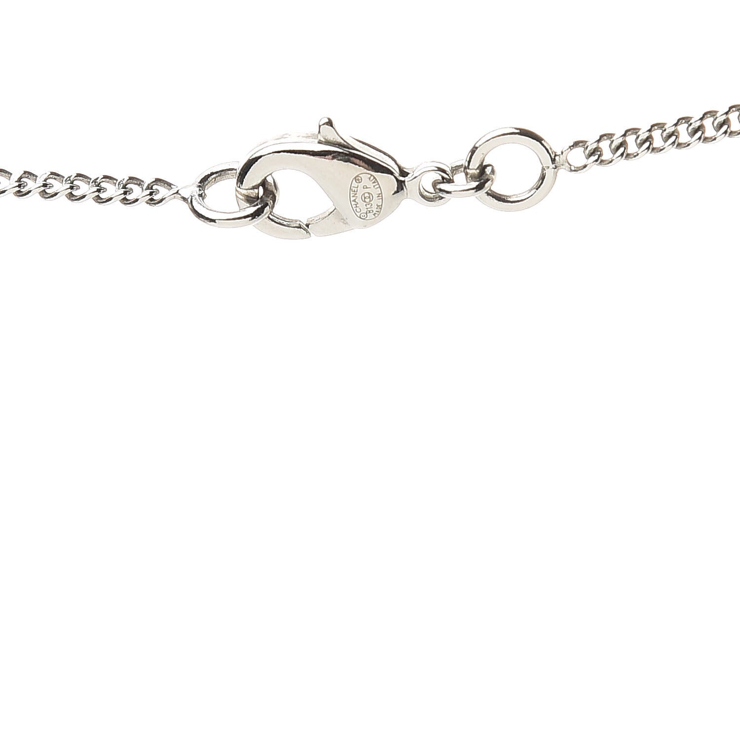 Chanel Baguette Crystal Pearl CC Lariat Necklace Silver 4 of 6