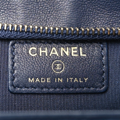 Chanel Lambskin Quilted Square Front Pocket Clutch With Chain Navy Blue 6 of 14
