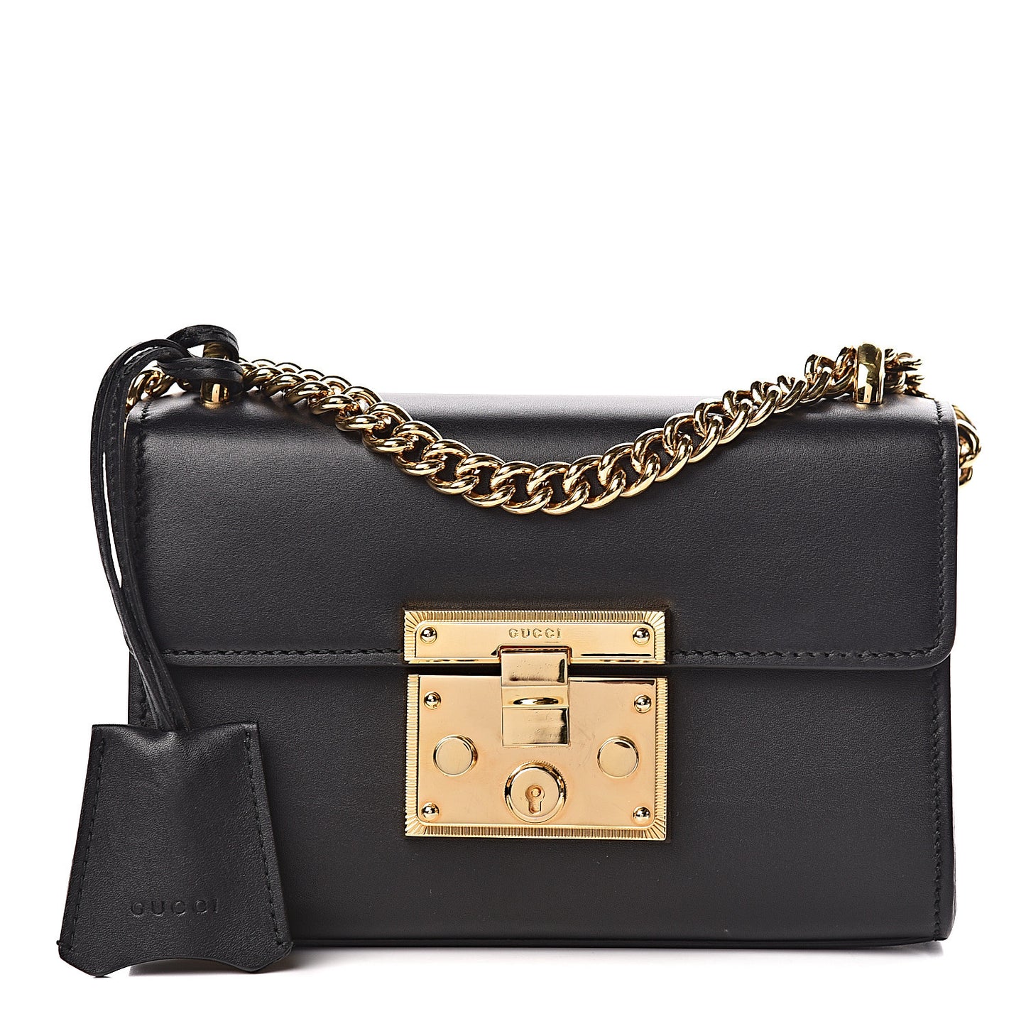 Calfskin Small Padlock Shoulder Bag Black